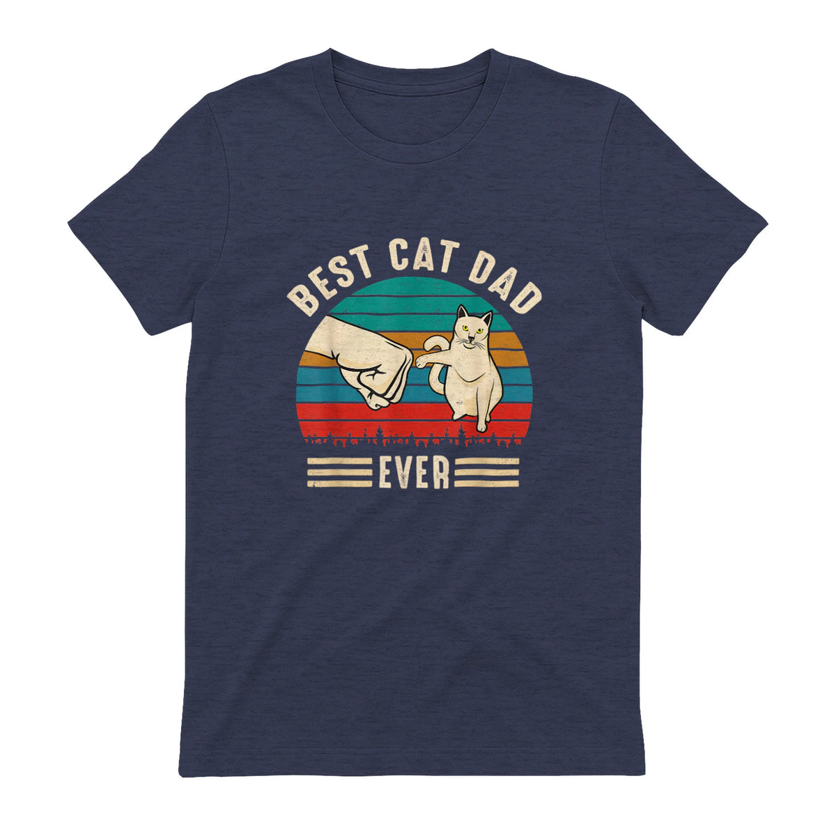 Best Cat Dad Ever - Meilleur chat papa jamais chat in Heather Navy - back view