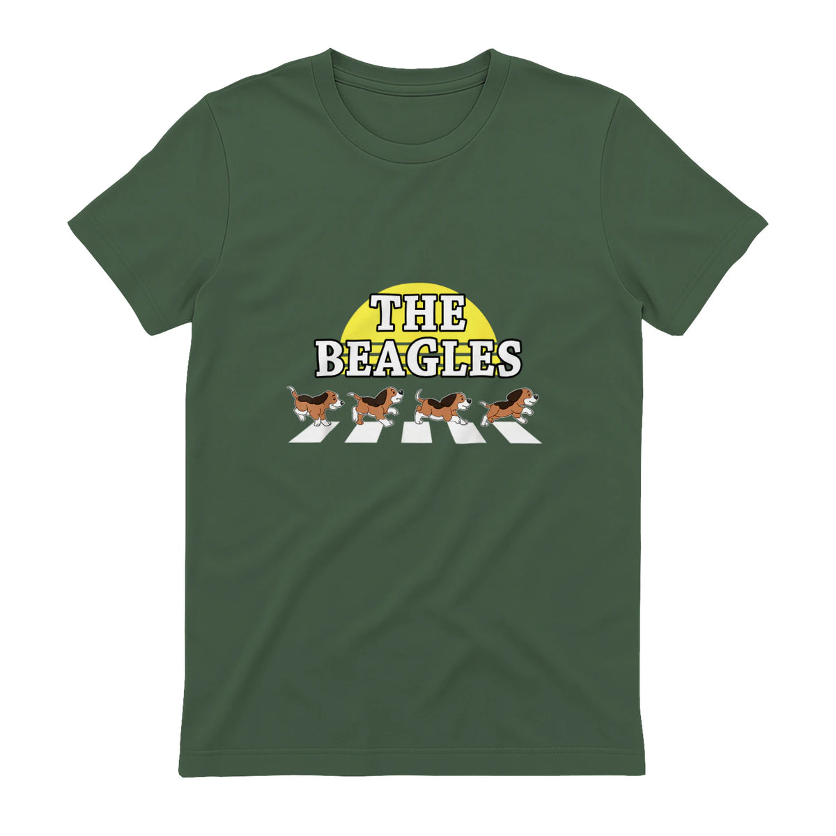 Drôle Les Beagles Beagle Dog Sitter Doggy Puppy Crosswalk in Military Green - back view