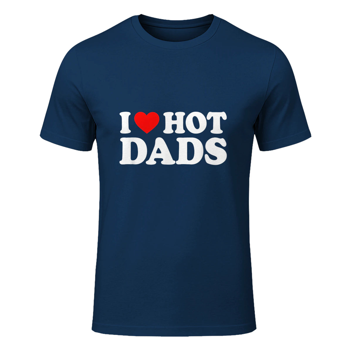 I Love I Heart Hot Dads Shirt in Navy - front view