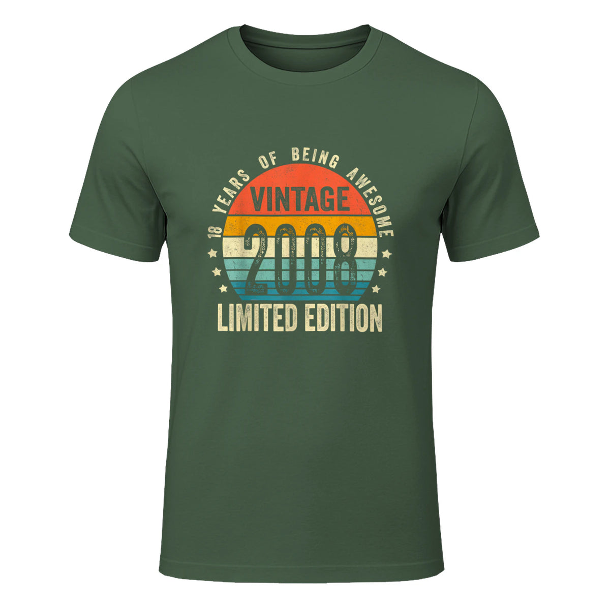 Vintage Eighteenth Birthday T-Shirt in Military Green - front view