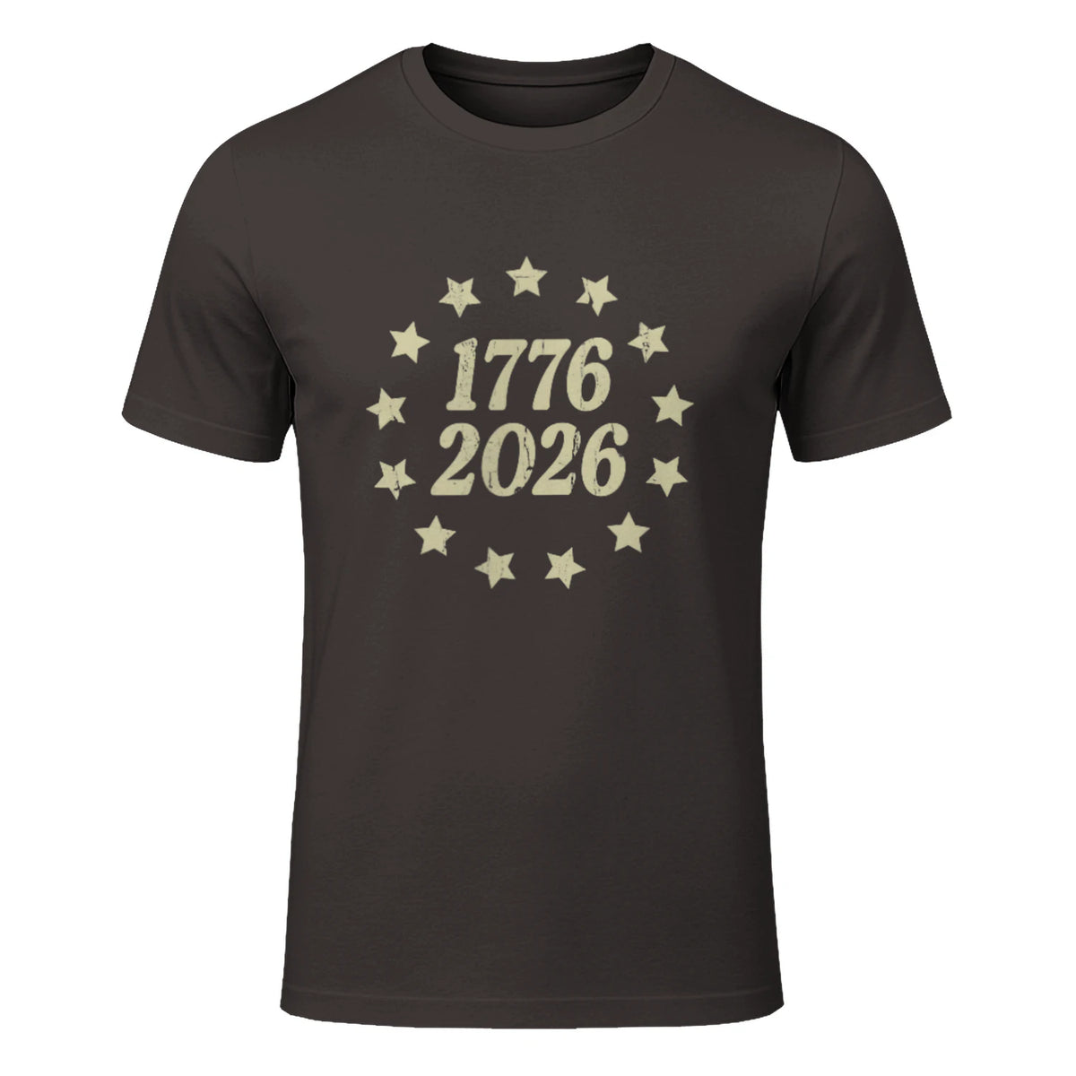 American Flag Front and Back Anniversary T-Shirt in Dark Chocolate - front view