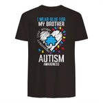 Blue for My Brother Autism Awareness Family Sister Sibling in Dark Chocolate - back view