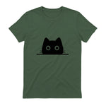 Chemise avec motif de chat dans une poche pour enfants, femmes, hommes, amoureux des chats in Military Green - back view