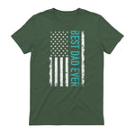 Father's day Best dad ever with US american flag Short Sleeve in Military Green - back view