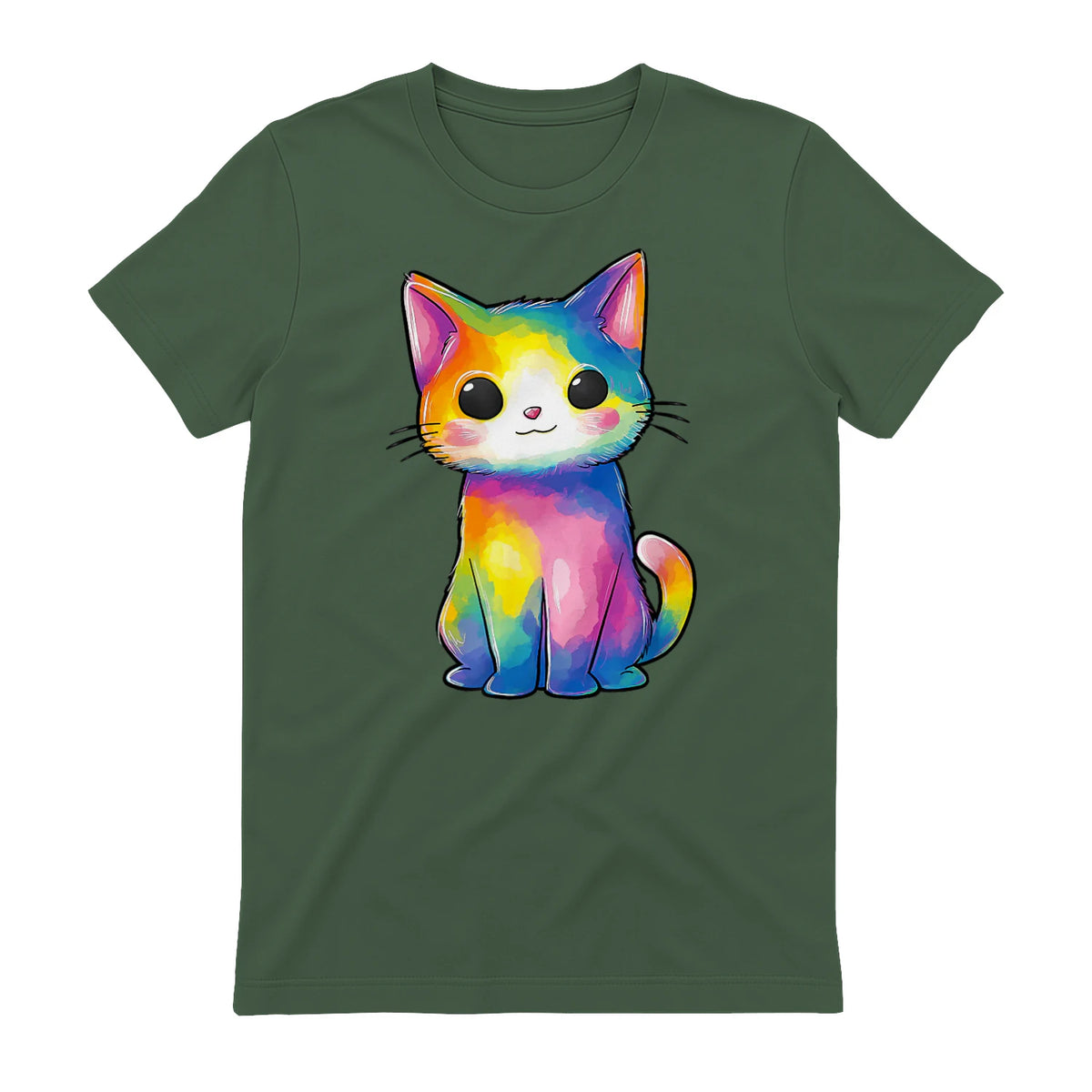Aquarelle colorée pour Les Amoureux des Chats in Military Green - back view