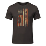 Lamb of God Pure American Metal Flag T-Shirt in Dark Chocolate - front view