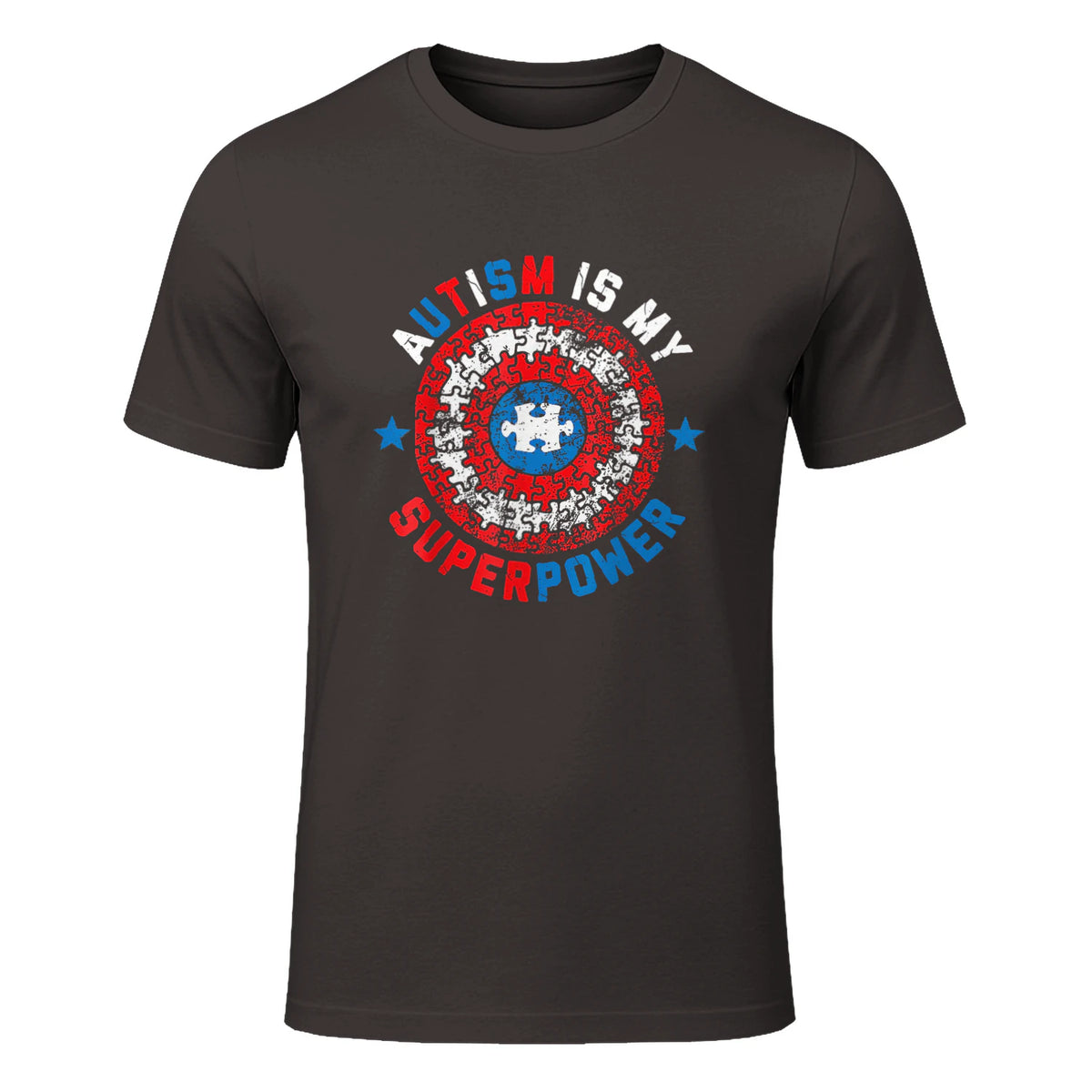 Autism is My Superpower Autism Awareness Autistic for Boys in Dark Chocolate - front view