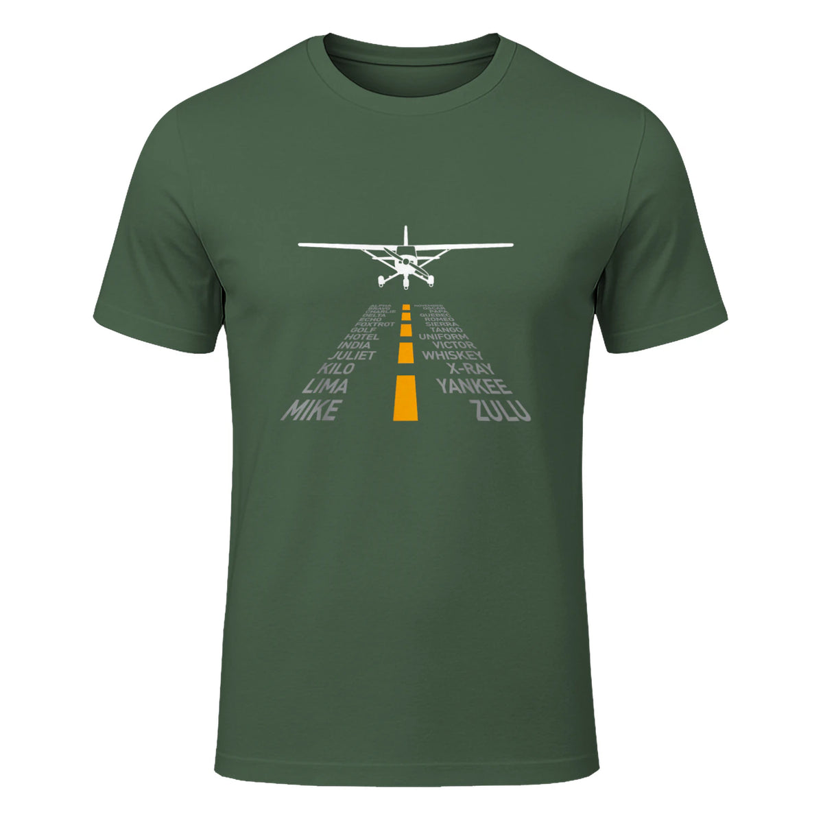 Avion RC Pilot Aéroport Piste Phonetic Alphabet Petit Avion in Military Green - front view