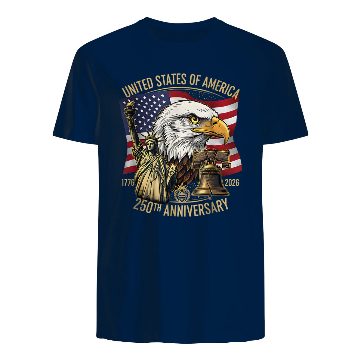 Anniversary Eagle Liberty Bell T-Shirt in Navy - back view