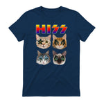 Funny Cat Hiss Rock and Roll For Cat Lover, Cat Dad, Cat mom T-Shirt in Navy - back view