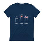 Introvert Cat Animal Rescue Pet Lover Apparel Rock Paper Scissors Hand Game Cute Paw Funny Cat T-Shirt in Navy - back view