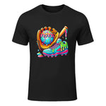 Ice Cream Drip Baseball Stuff Baseball Drip for Boys Graphic T-Shirt in Black - front view