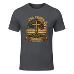 Faith and Freedom Christian USA Anniversary T-Shirt in Charcoal - front view
