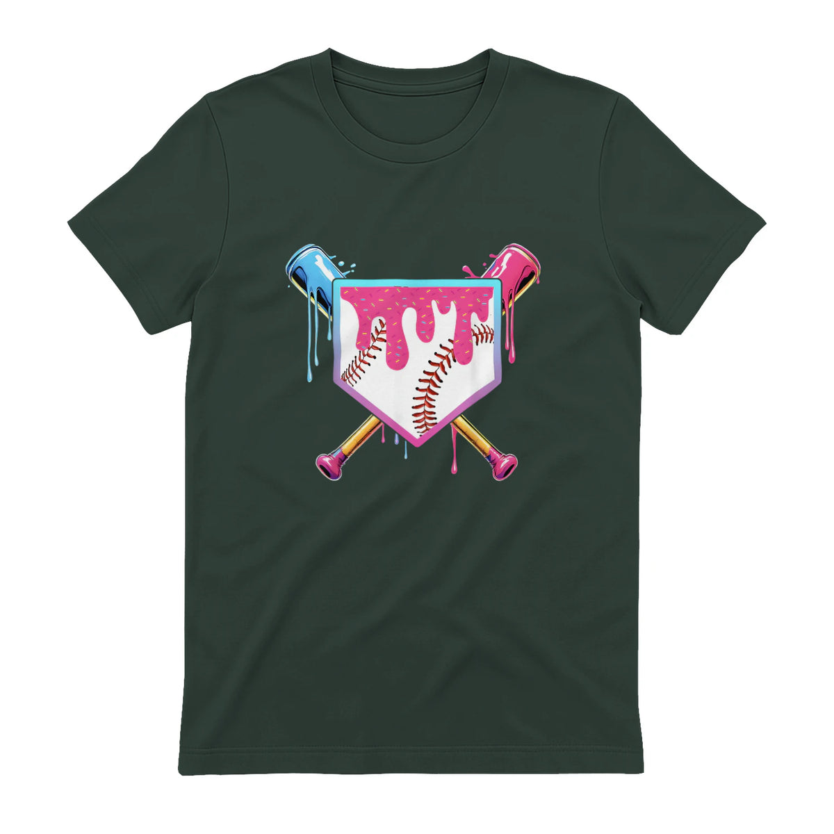 Baseball Drip Youth T-Shirt in Forest Green - back view