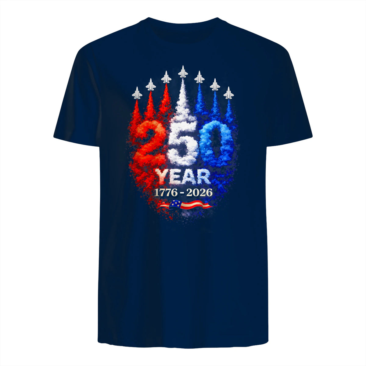 American Patriotic Fourth of July Anniversary T-Shirt in Navy - back view