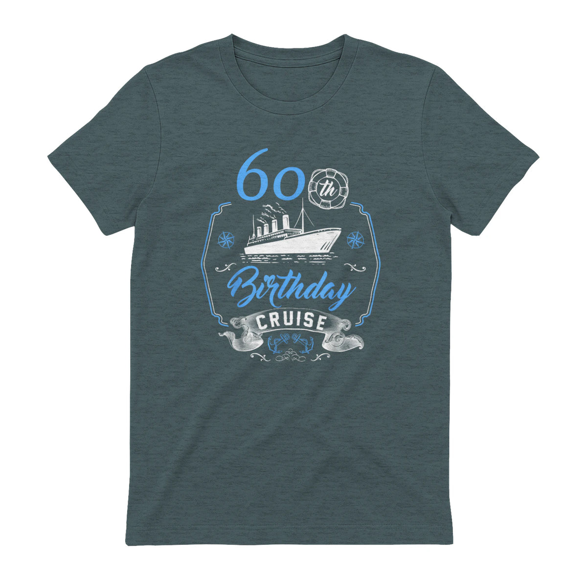 60 ans B-Day Funny 60th Birthday Cruise Group Friends in Dark Heather - back view