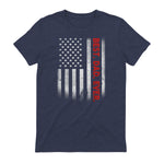 Best Dad Ever With US American Flag Gift For Father's Day in Heather Navy - back view