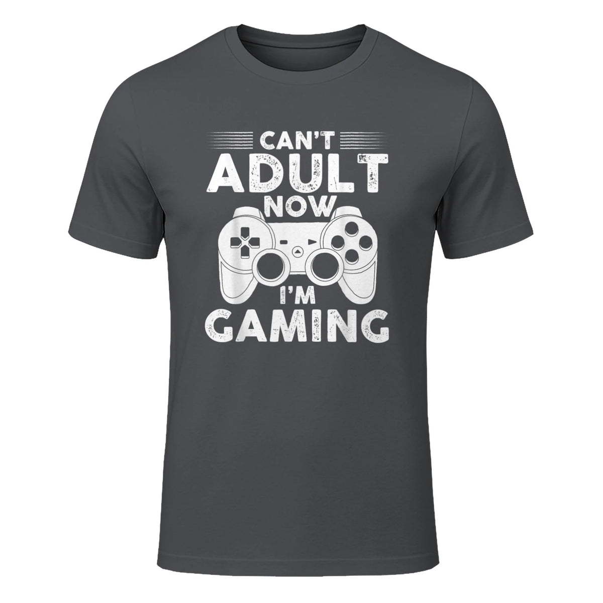 I Can't Adult Now I'm Gaming Gamer Console T-Shirt in Charcoal - front view