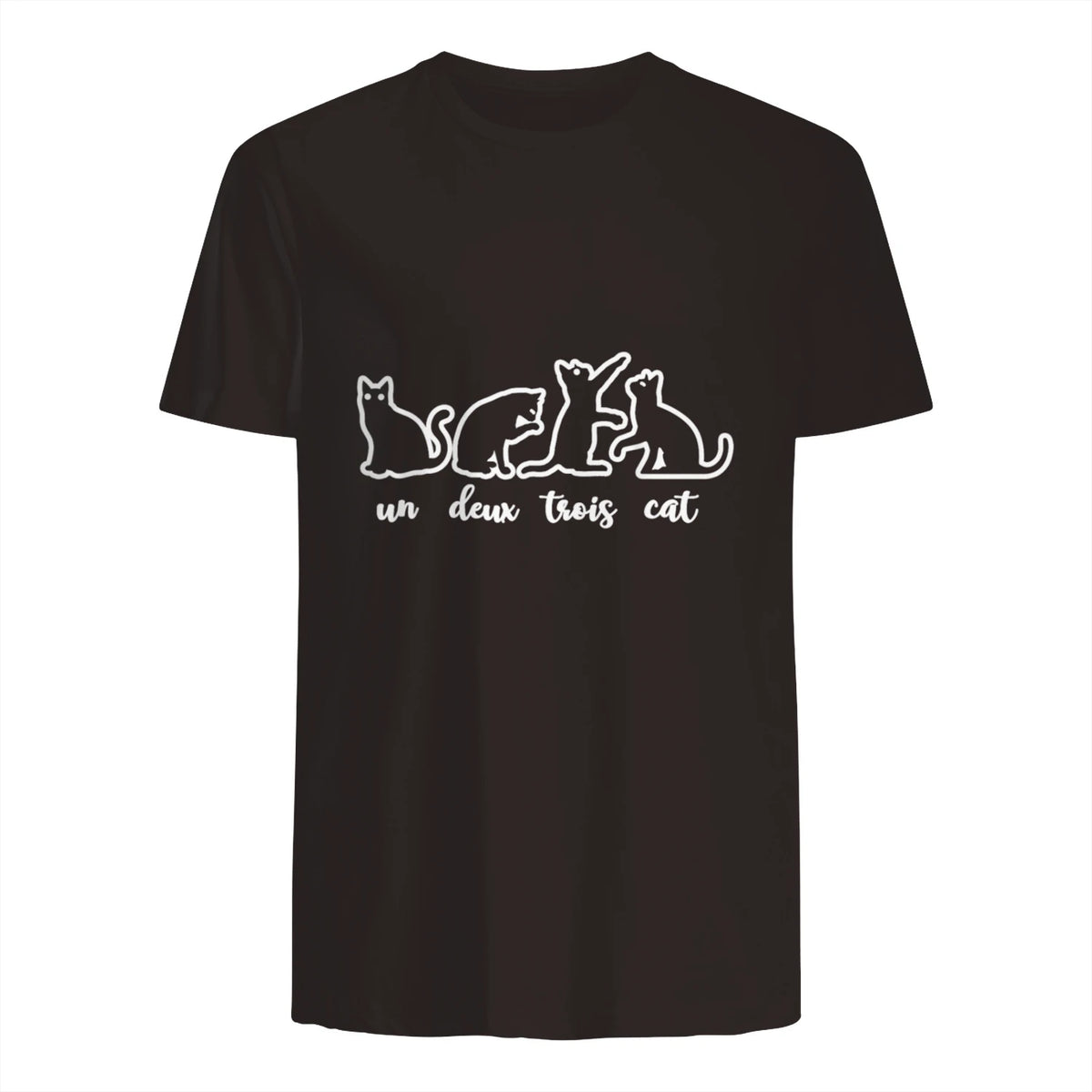 Un Deux Trois Cat, Cute & Funny Kittens, Gift For Cat Lovers T-Shirt in Dark Chocolate - back view