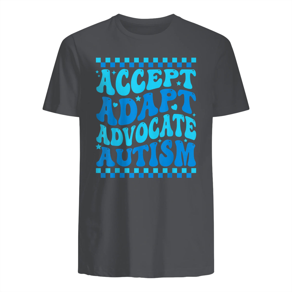 Accept Adapt Advocate Autism Awareness T-Shirt in Charcoal - back view