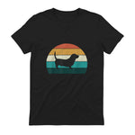 Basset Hound rétro Amant Vintage Sunset Dog & Puppy in Black - back view