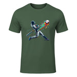 Baseball Player Drip T-Shirt in Military Green - front view