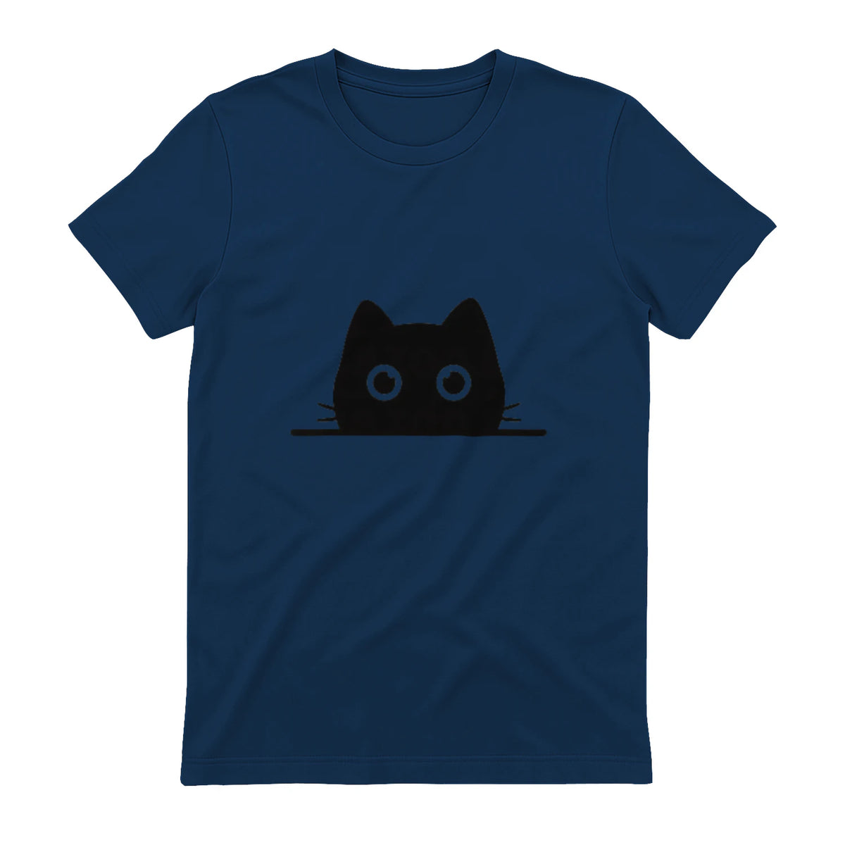 Chemise avec motif de chat dans une poche pour enfants, femmes, hommes, amoureux des chats in Navy - back view