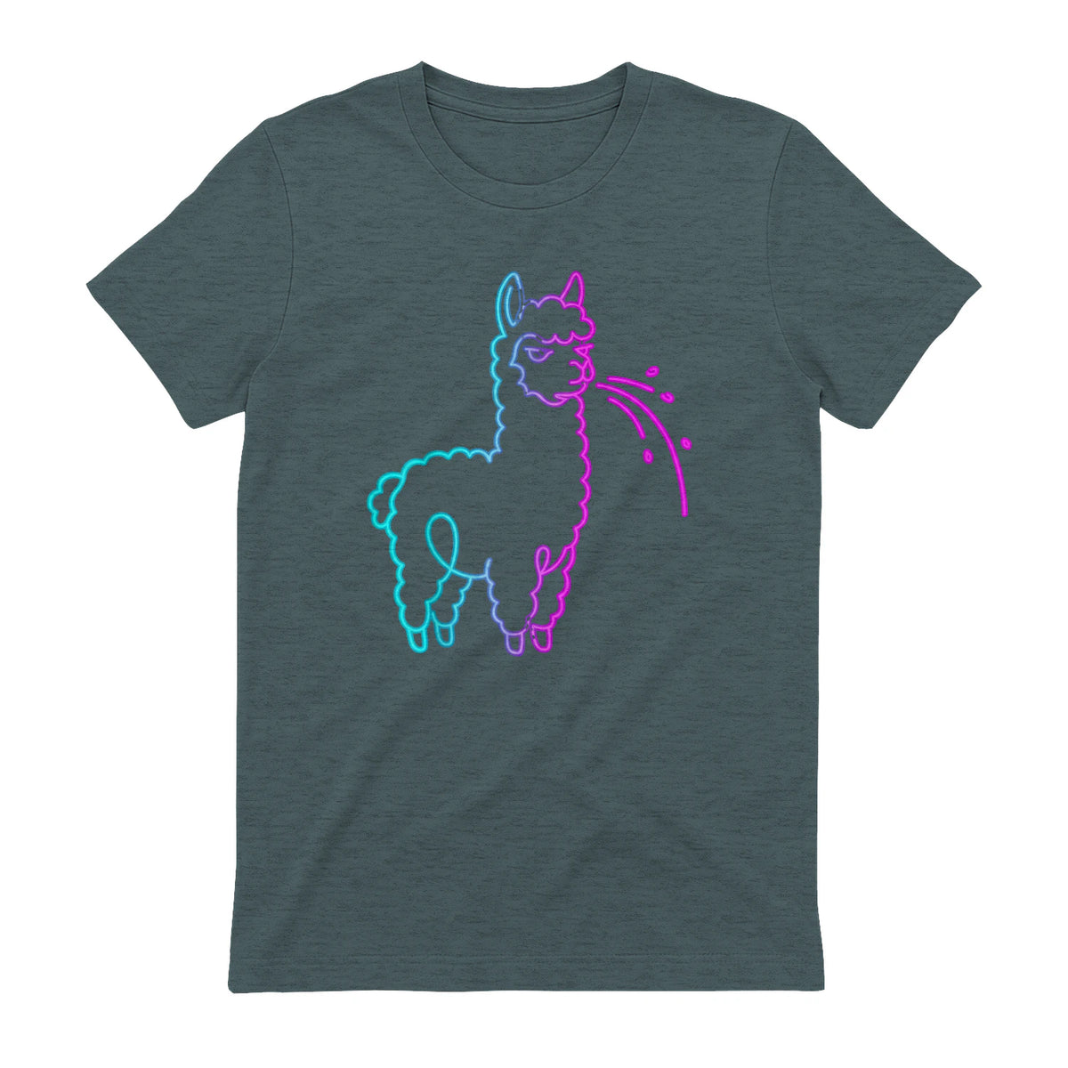 Fluff Around and Find Out Funny Fluffy Spitting Lama in Dark Heather - back view