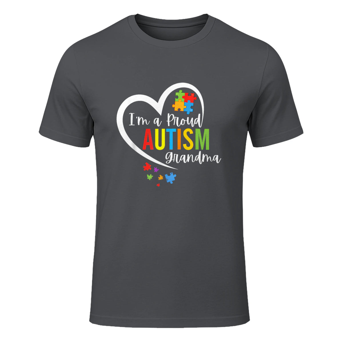 I'm A Proud Grandma Love Heart Autism Awareness Puzzle in Charcoal - front view