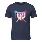 Baseball Drip Youth T-Shirt in Heather Navy - front view
