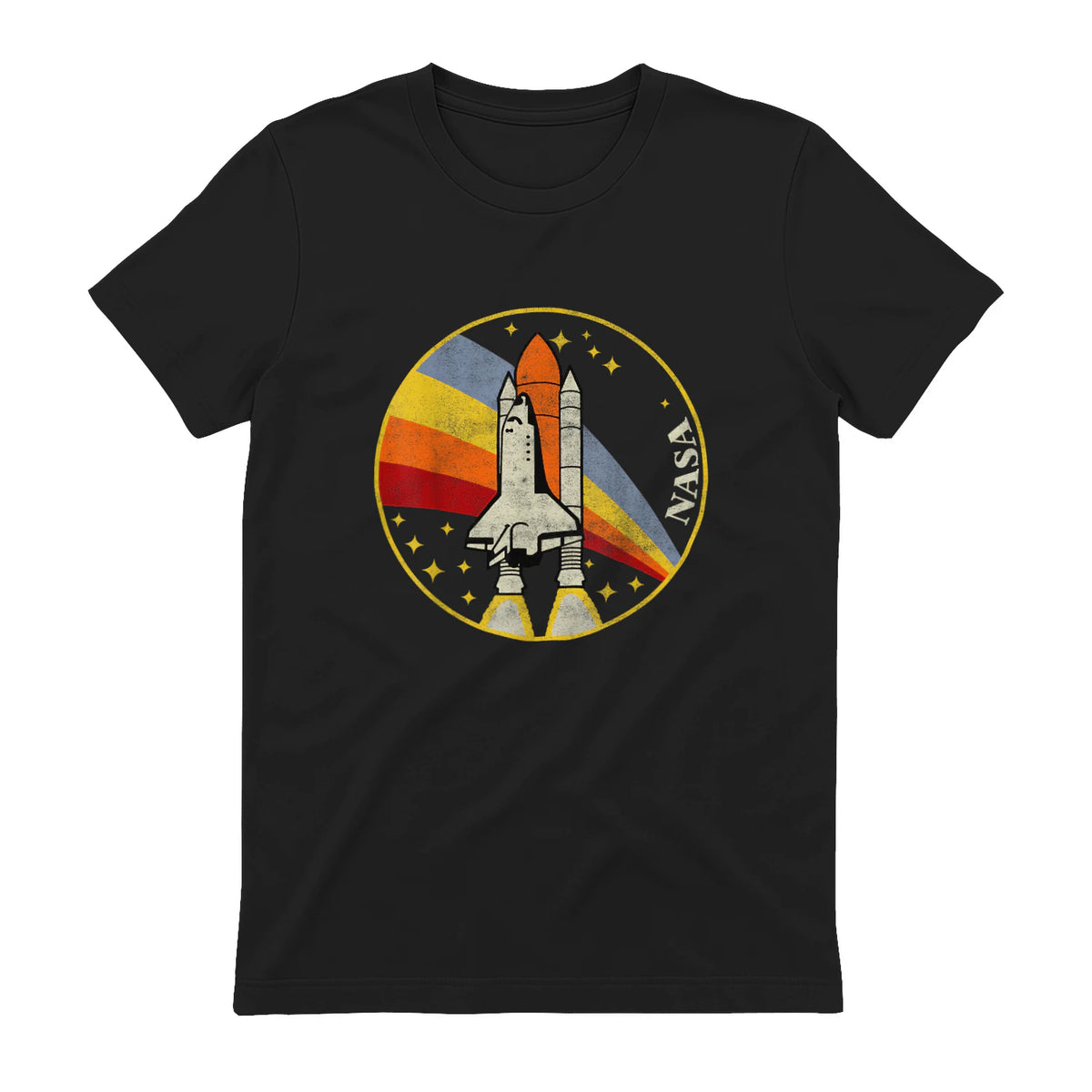 NASA Shuttle Launch Into Rainbow Premium Graphic T-Shirt T-Shirt UK in Black - back view