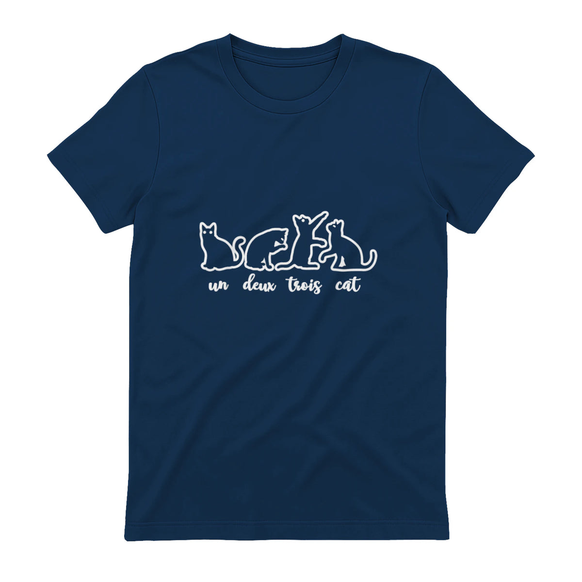 Un Deux Trois Cat, Cute & Funny Kittens, Gift For Cat Lovers T-Shirt in Navy - back view