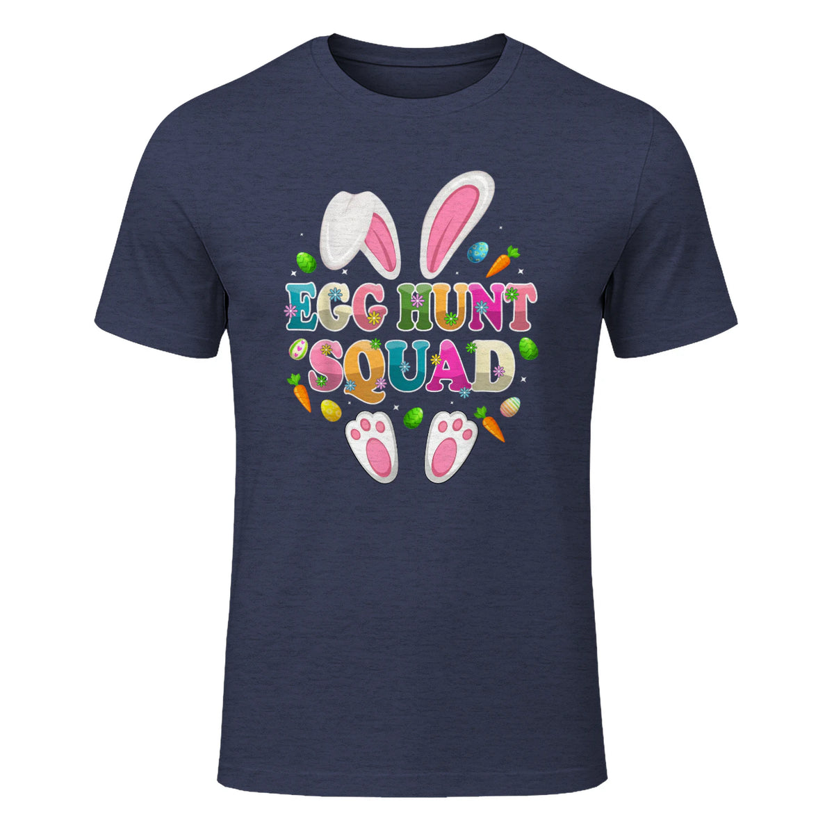 Egg Hunt Squad Bunny Happy Easter Day in Heather Navy - front view