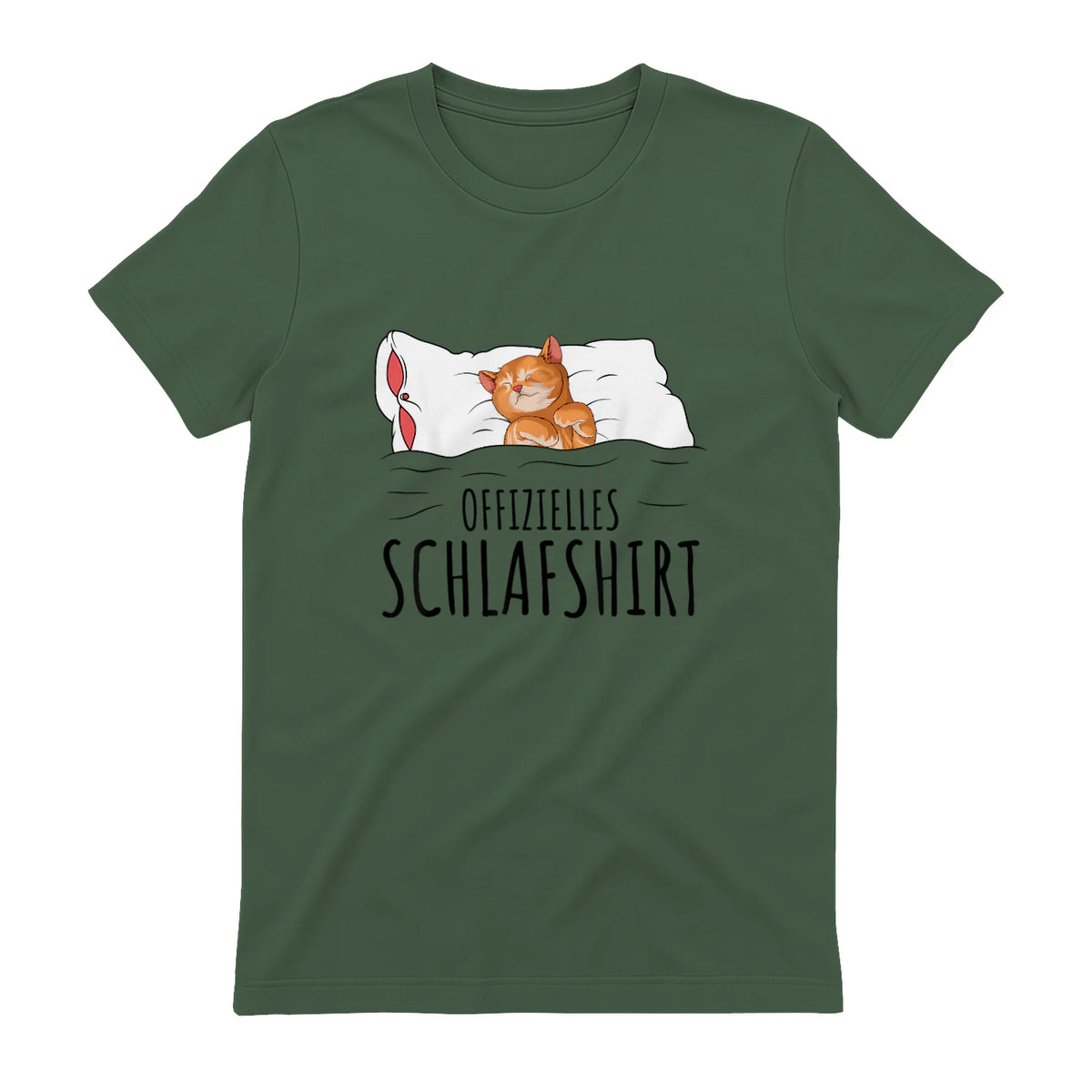 Süße Katzen & Haustier Geschenkideen Offizielles Schlafshirt Katze Schlafanzug Katzen in Military Green - back view