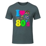 I Love the Eighties Classic Nostalgia T-Shirt in Dark Heather - front view