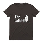 The Catfather Funny Cat Parody Fathers Day Gift Cat Father T-Shirt in Dark Chocolate - back view