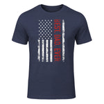 Best dad ever US american flag gift for father's day Short Sleeve in Heather Navy - front view