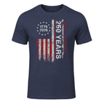 American Independence Freedom Anniversary T-Shirt in Heather Navy - front view