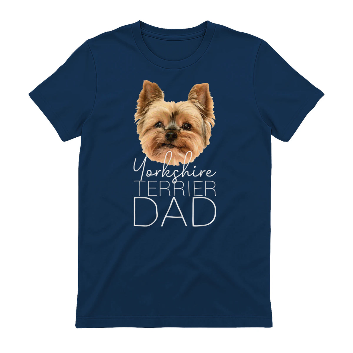 Dog Dad Yorkshire Terrier – Chien Papa in Navy - back view