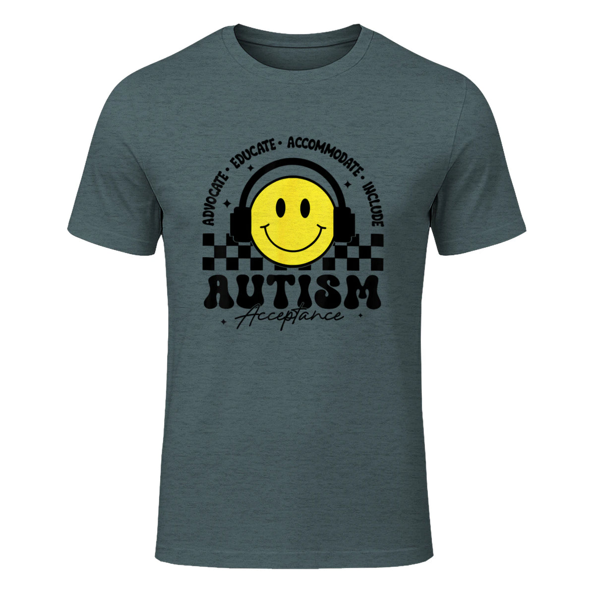 Autism Awareness Acceptance Special Education Teacher Kids T-Shirt in Dark Heather - front view