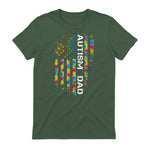 Autism Dad Awareness American Flag USA T-Shirt in Military Green - back view