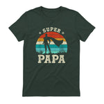 Fête des Pères Meilleur Père Humour Retro Super Papa Parfait in Forest Green - back view