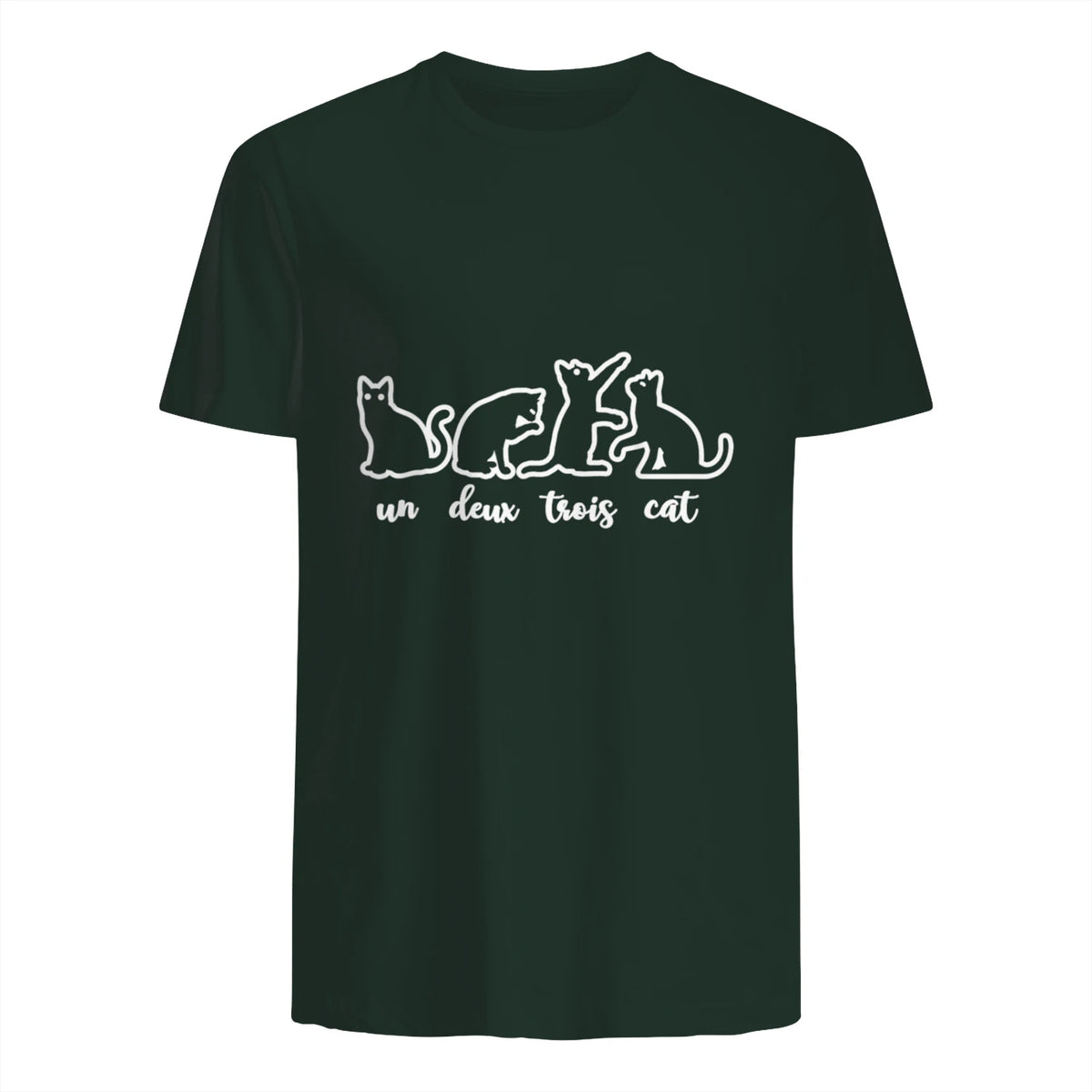 Un Deux Trois Cat, Cute & Funny Kittens, Gift For Cat Lovers T-Shirt in Forest Green - back view