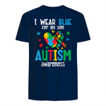 Autism Awareness Wear Blue for My Son ASD Mom Dad Men Women in Navy - back view