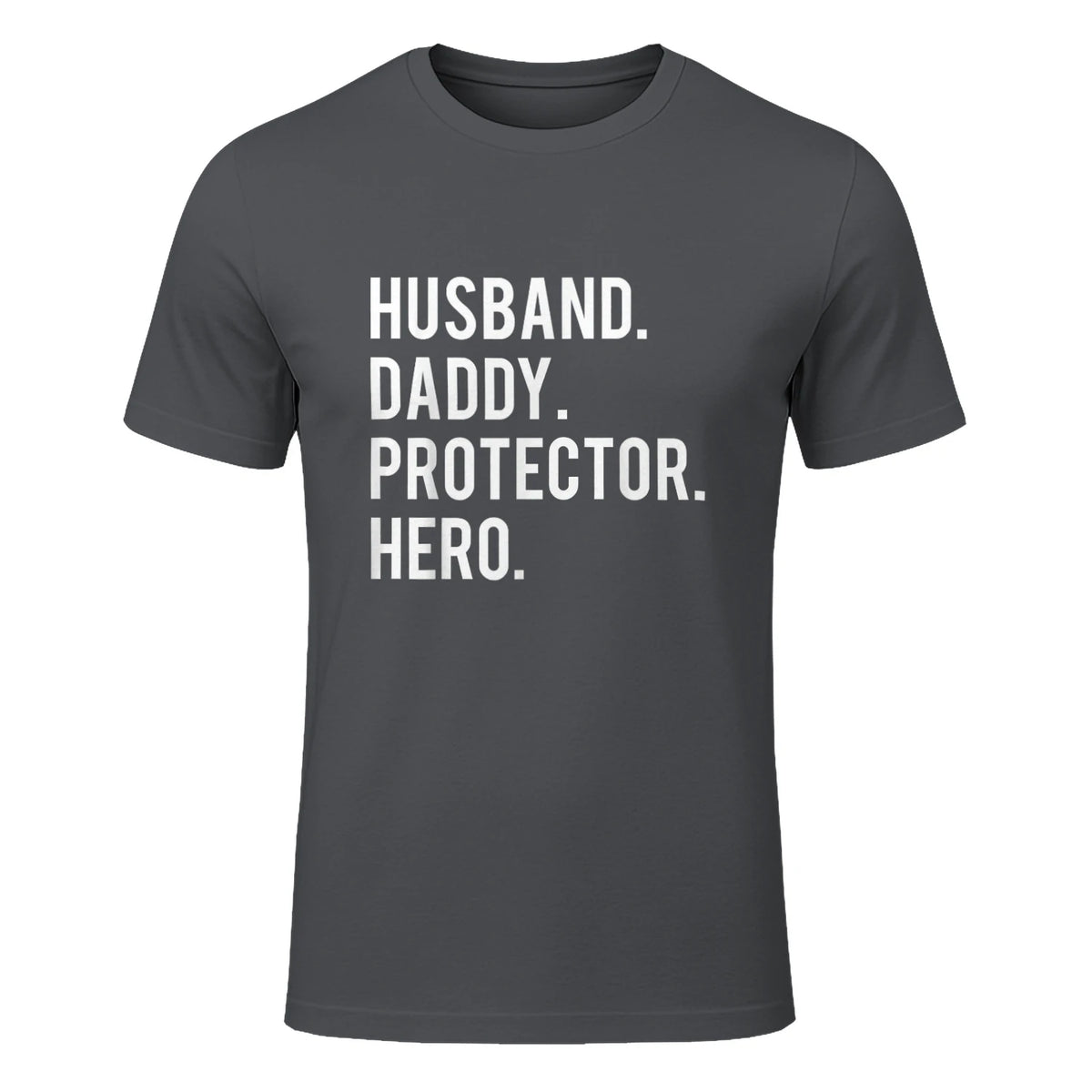 Husband daddy protector hero T Shirt cool father dad tee in Charcoal - front view