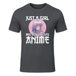 Manga & Anime Outfits for Women & Girls Anime Girl Merch Otaku Gift Just A Girl Who Loves Anime in Charcoal - front view
