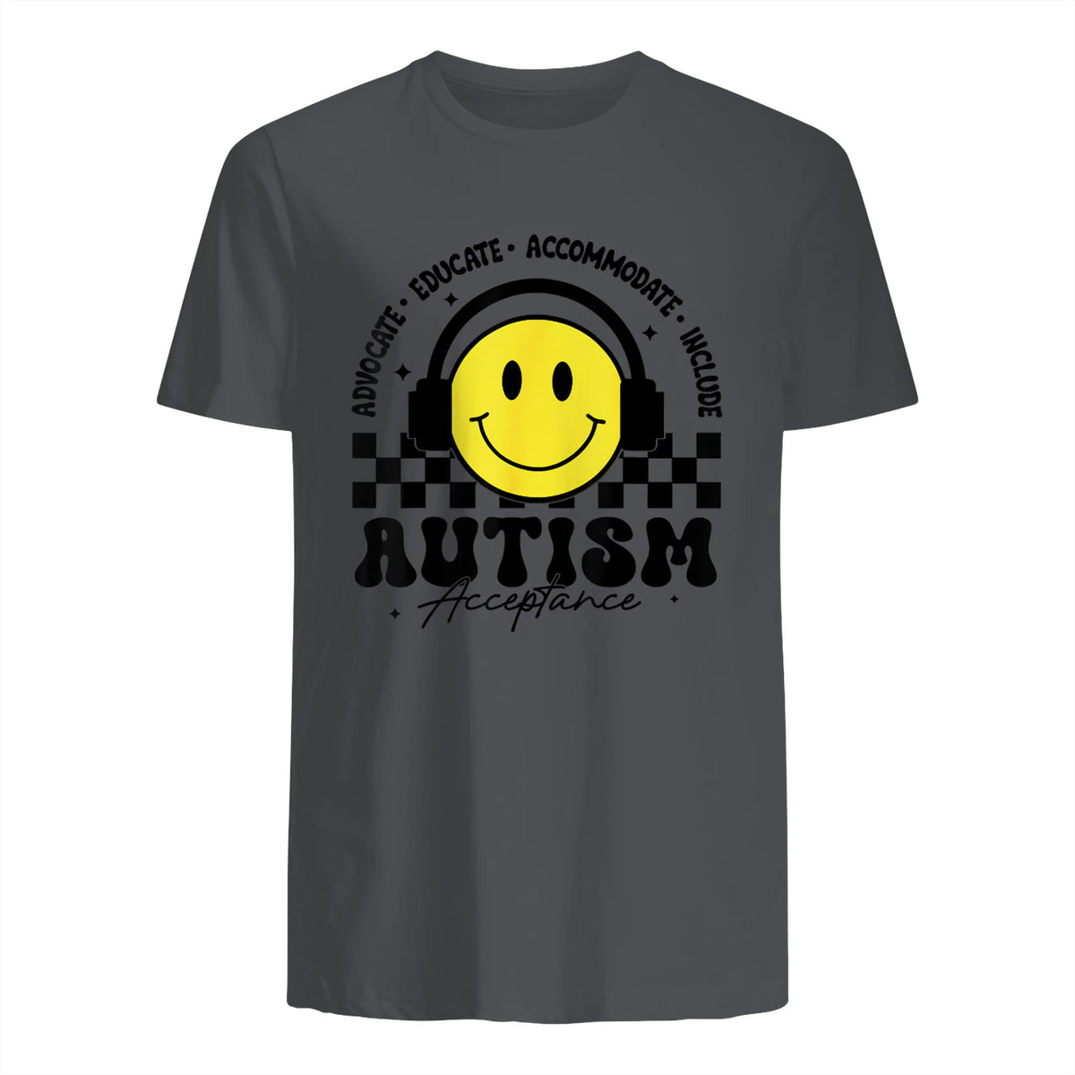 Autism Awareness Acceptance Special Education Teacher Kids in Charcoal - back view