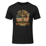 Faith and Freedom Christian USA Anniversary T-Shirt in Black - front view