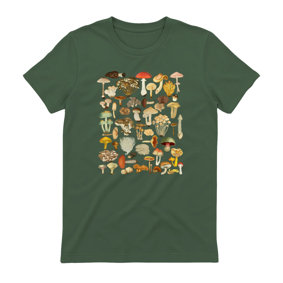 Mushroom Shirt Mycology Fungi Foraging Mushroom Whisperer in Military Green - back view