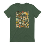 Mushroom Shirt Mycology Fungi Foraging Mushroom Whisperer in Military Green - back view